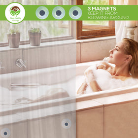 Clean Healthy Living PEVA curtain fits standard baths with 70x71 size for roomy, easy installation.