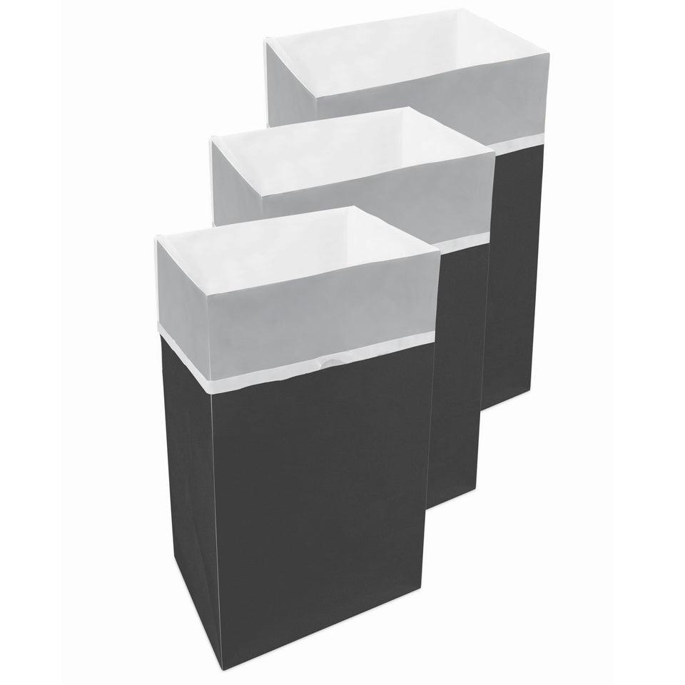 Clean Cubes 30-gallon folded trash can saves space for quick party setup.