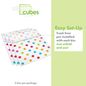 Clean Cubes polka-dot event bin ideal for parties and gatherings