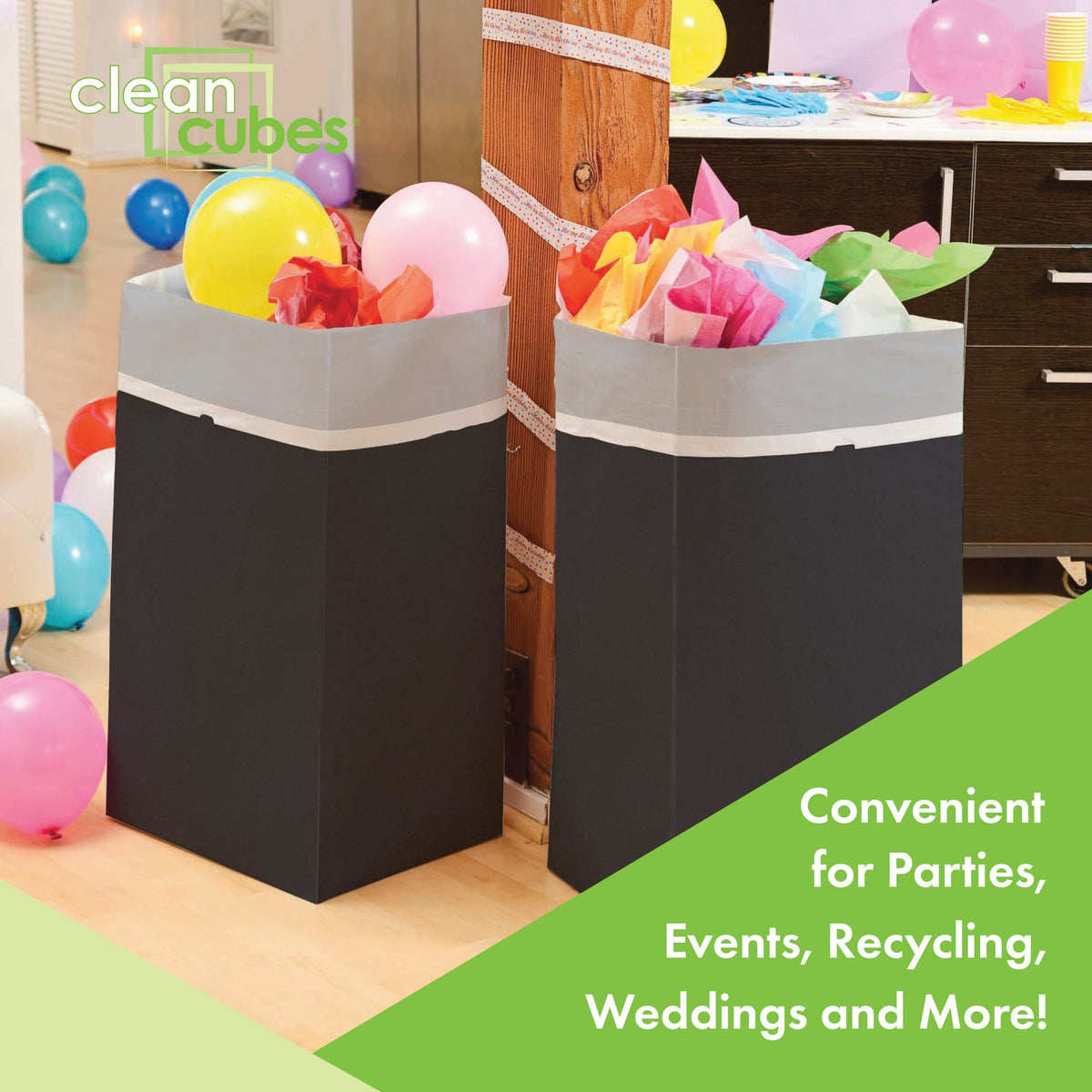 Clean Cubes 30-gallon unfolded bin ready for event cleanup.