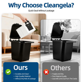 Cleangela bag demonstrating 3.2L capacity for extended cleaning sessions.