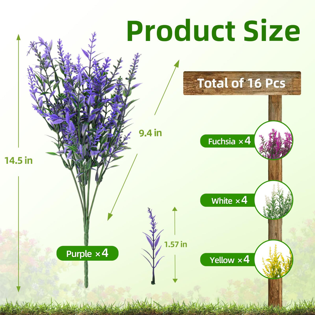 CLEANGOR lavender artificial flowers bundle in fuchsia for bold garden accents