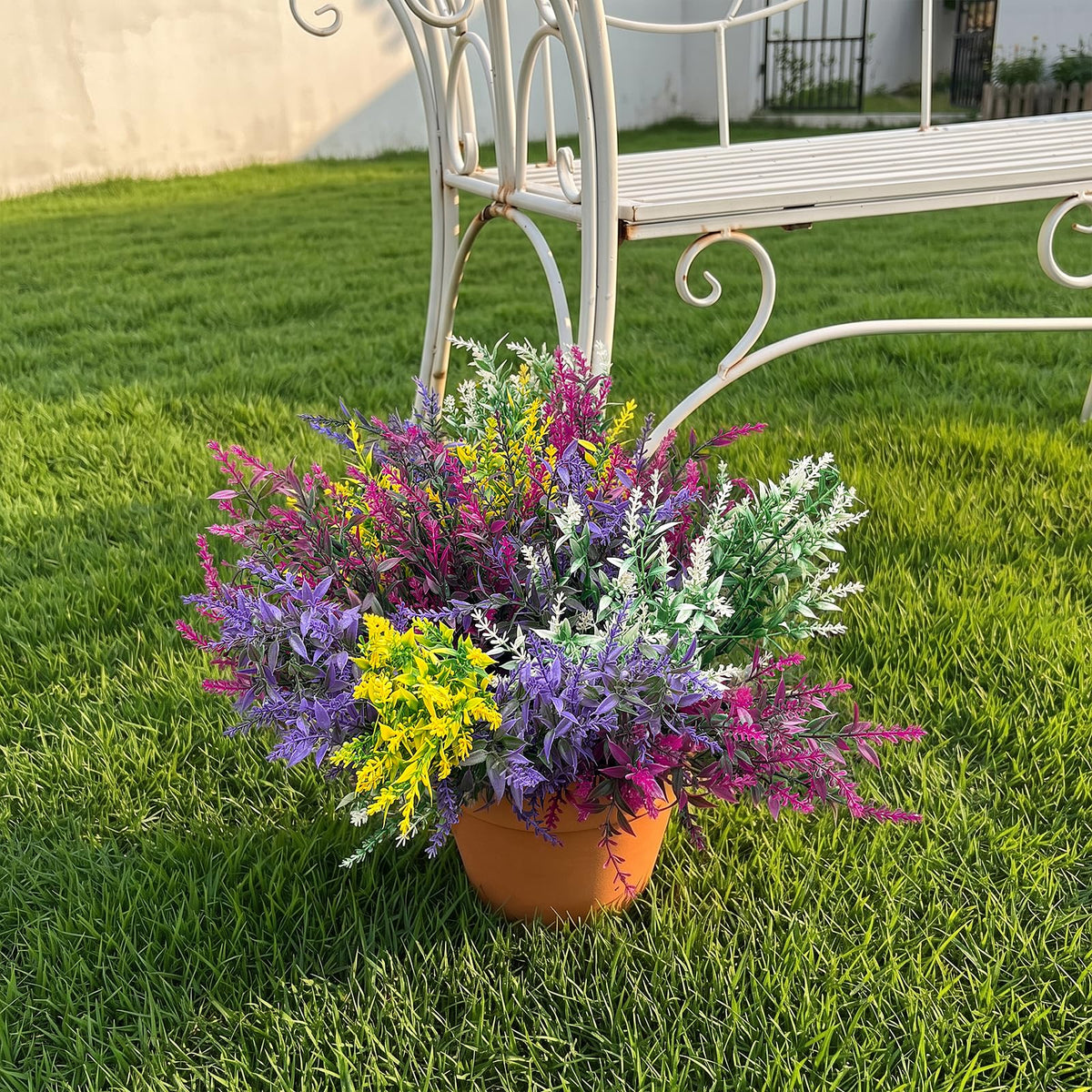 CLEANGOR lavender artificial flowers bundle in yellow for sunny porch vibes