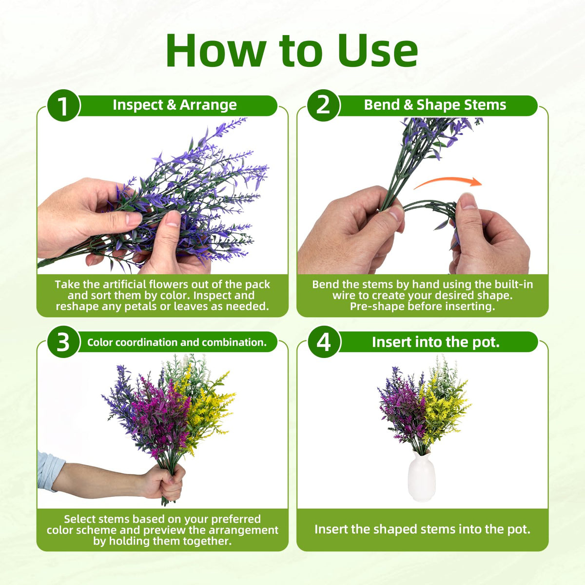 CLEANGOR lavender artificial flowers garden border for low-maintenance color