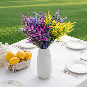CLEANGOR lavender artificial flowers vase display for effortless centerpiece