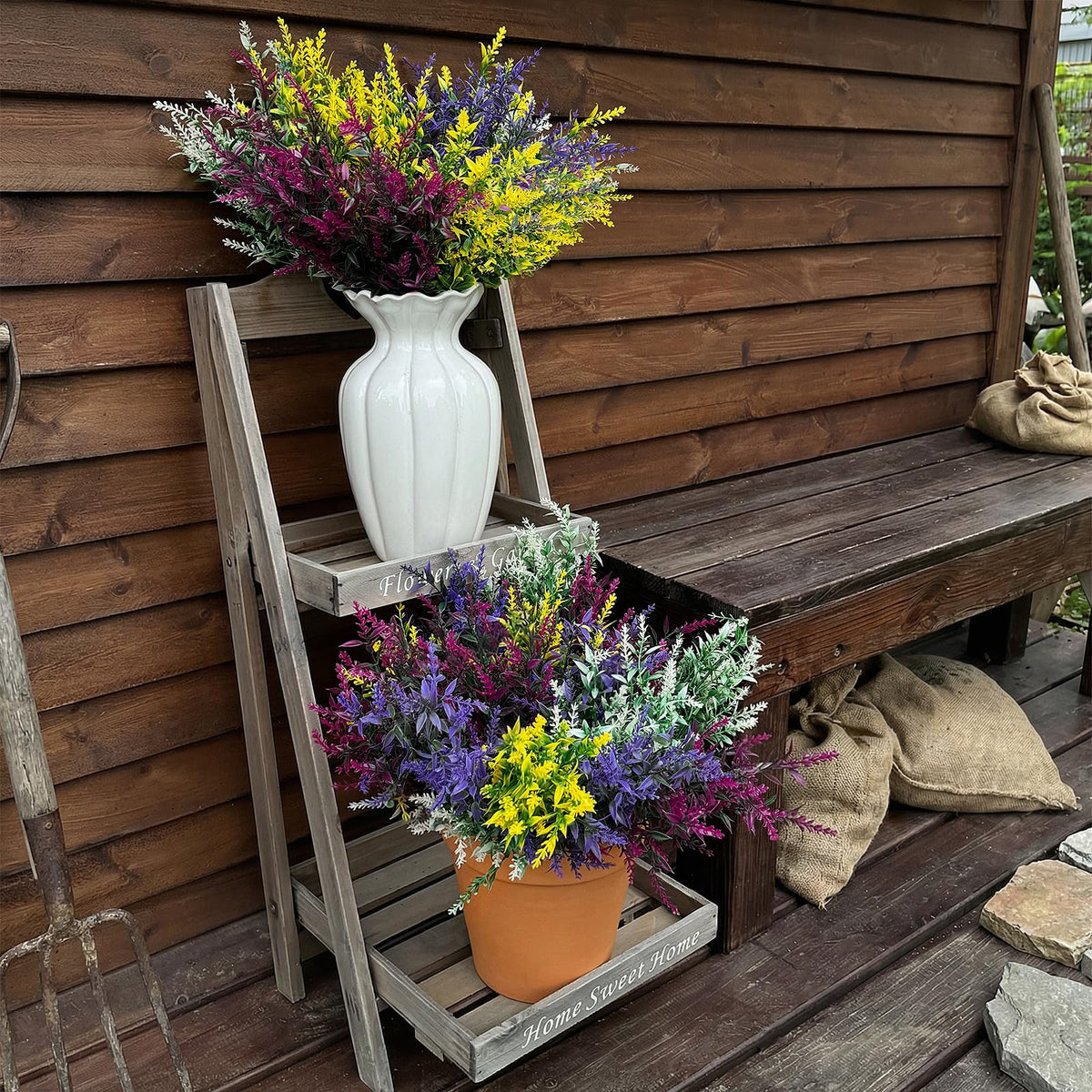 CLEANGOR lavender artificial flowers wreath layout for seasonal arrangements