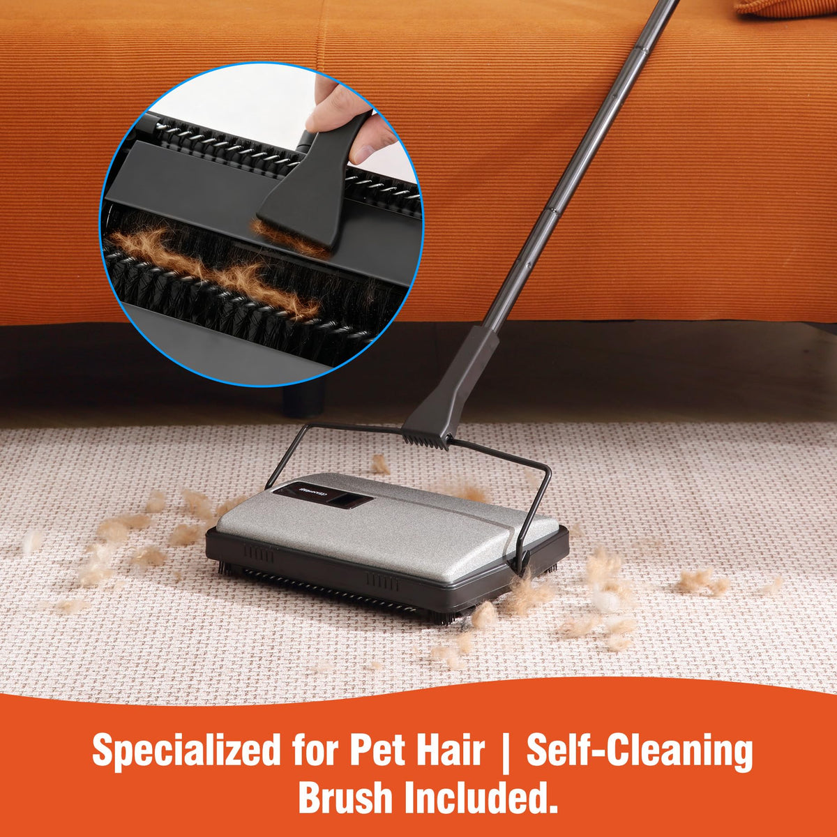 CleanHome cleaning brush tool helps remove wrapped hair from the roller.