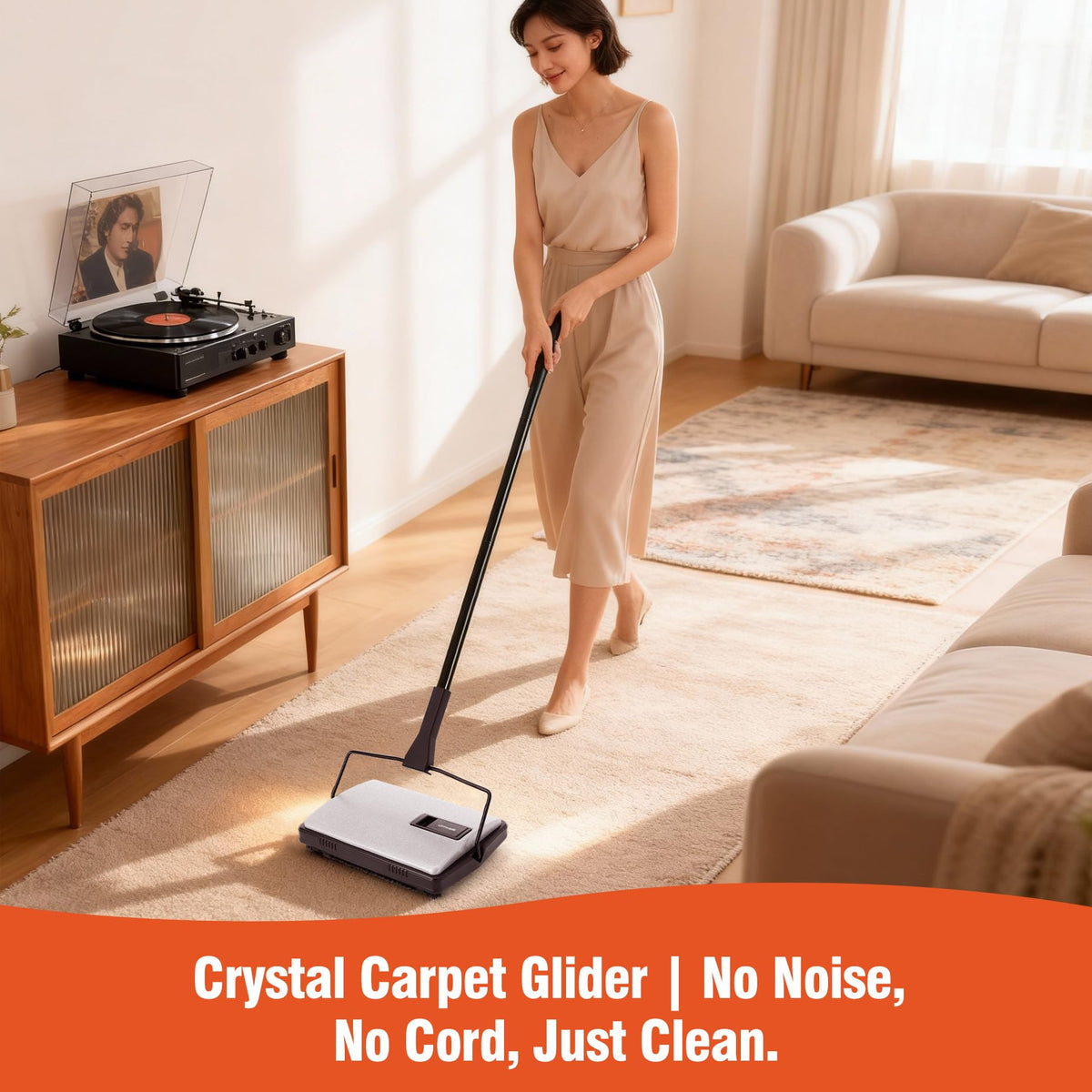CleanHome pet hair roller captures stubborn fur from carpets.