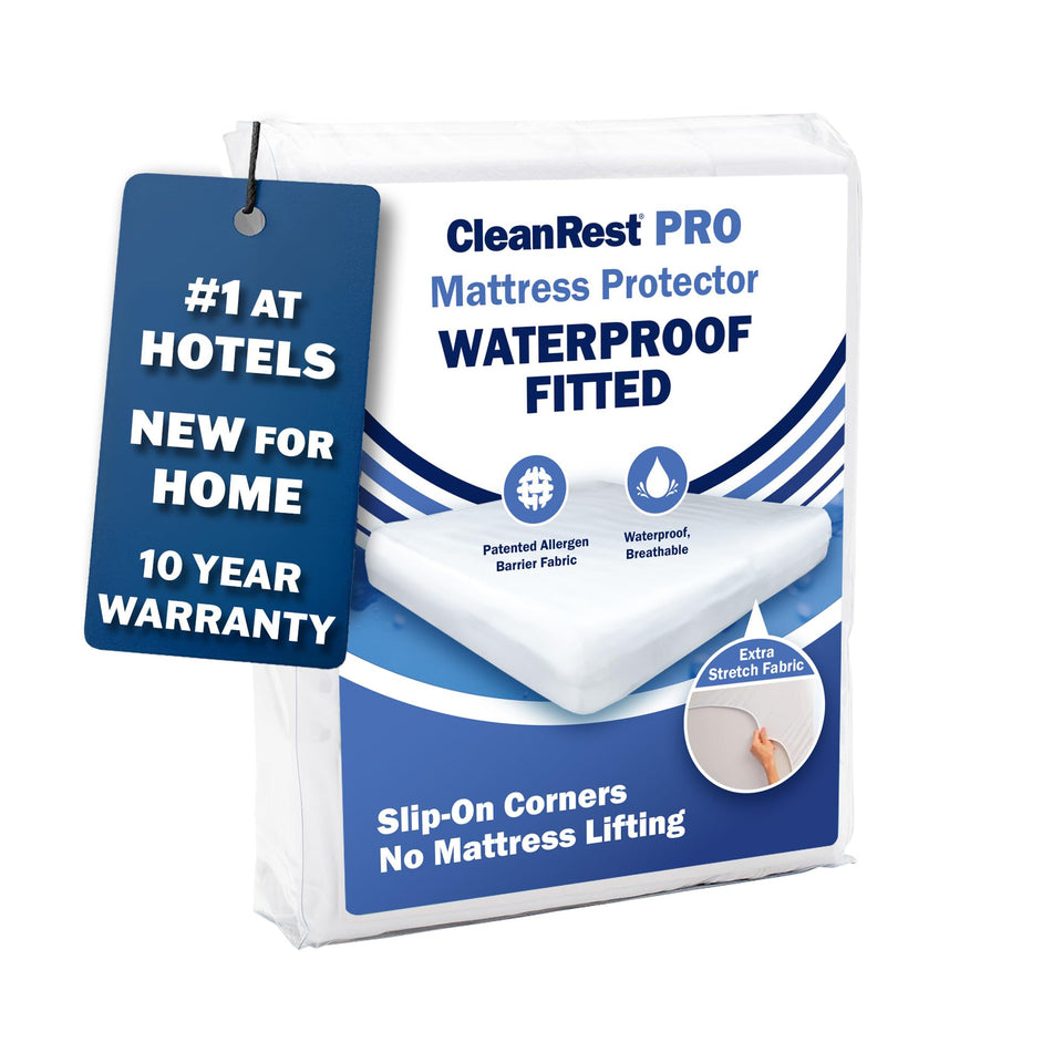 CleanRest waterproof mattress protector on bed guarding against spills and wear