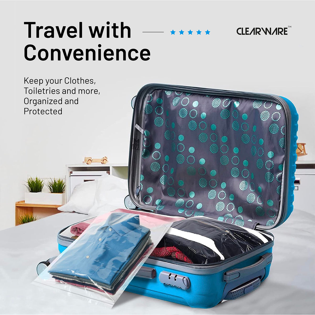CLEARWARE 2-mil thick bag provides sturdy protection against tears.