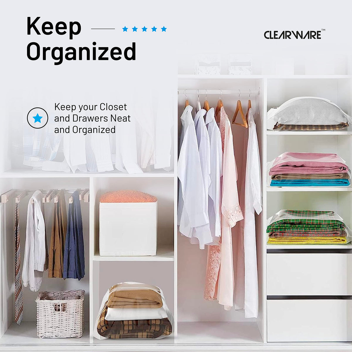 CLEARWARE freezer-ready bags keep meat and produce protected