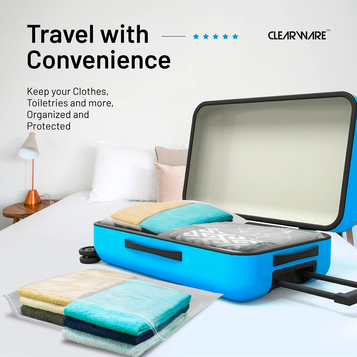 CLEARWARE large bags for luggage and travel organization