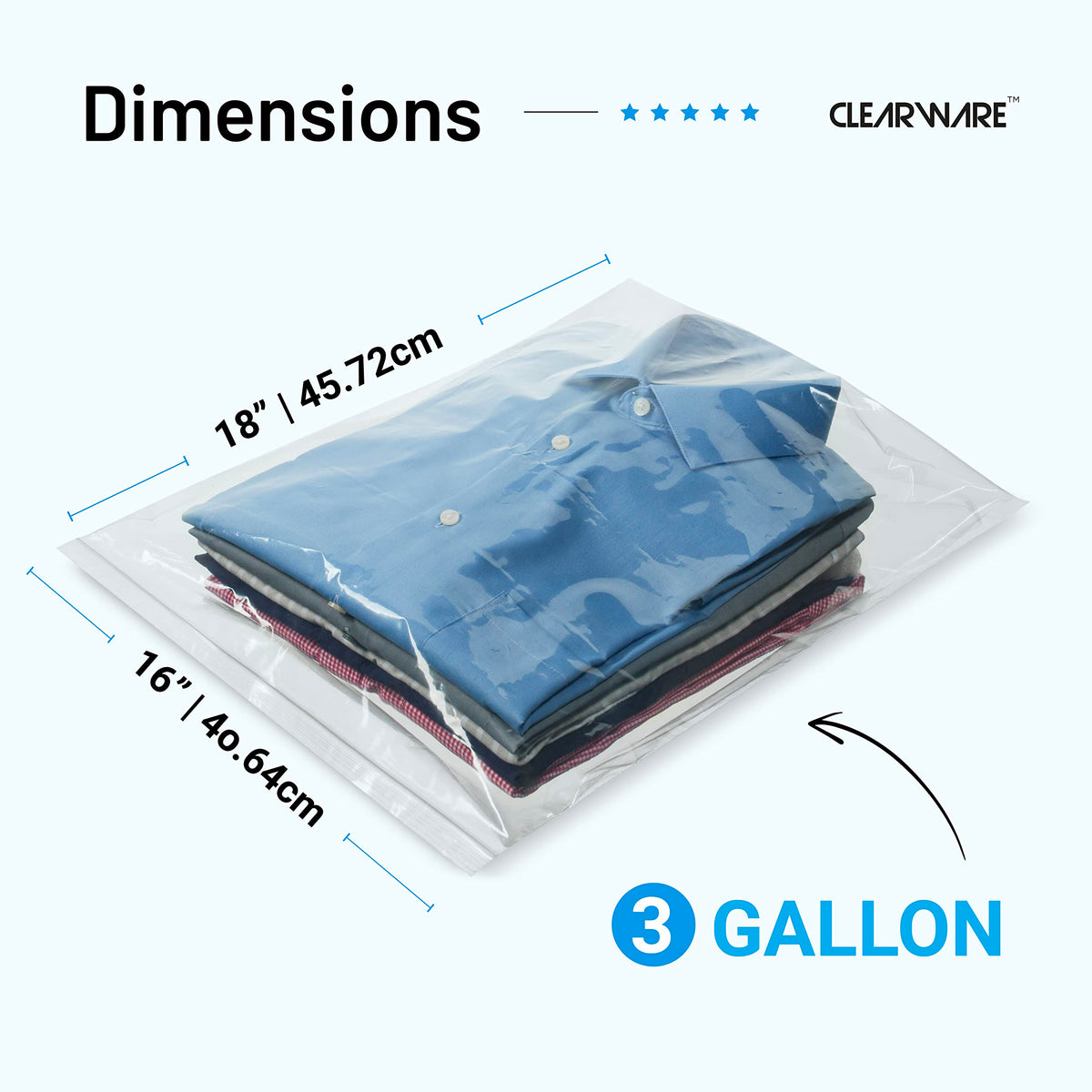 CLEARWARE zipper-top close-up shows durable 2-mil plastic