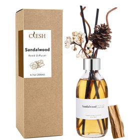 CLESH reed diffuser sandalwood bottle delivers a calm, long-lasting aroma for living spaces.