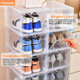 Clemate interlocking stackable boxes prevent tipping during closet use