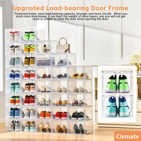 Clemate magnetic-door shoe storage with secure closure and quick retrieval