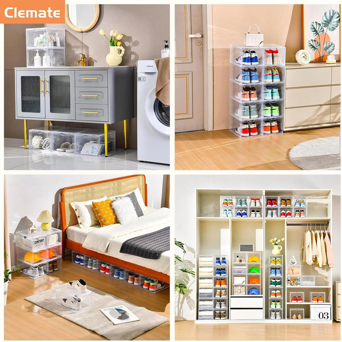 Clemate fits most sneakers up to US size 12 for comfortable storage