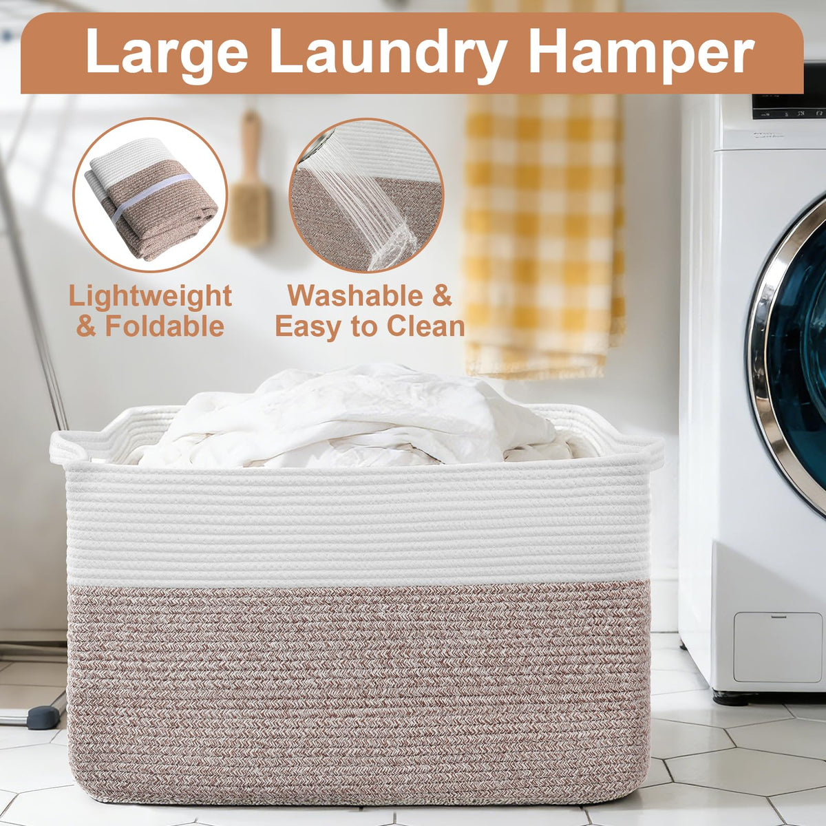 ClenClever basket filled with blankets and pillows for practical storage.