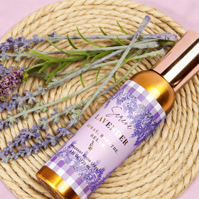 CLESH room spray Serene Lavender bottle close-up for calming aroma.