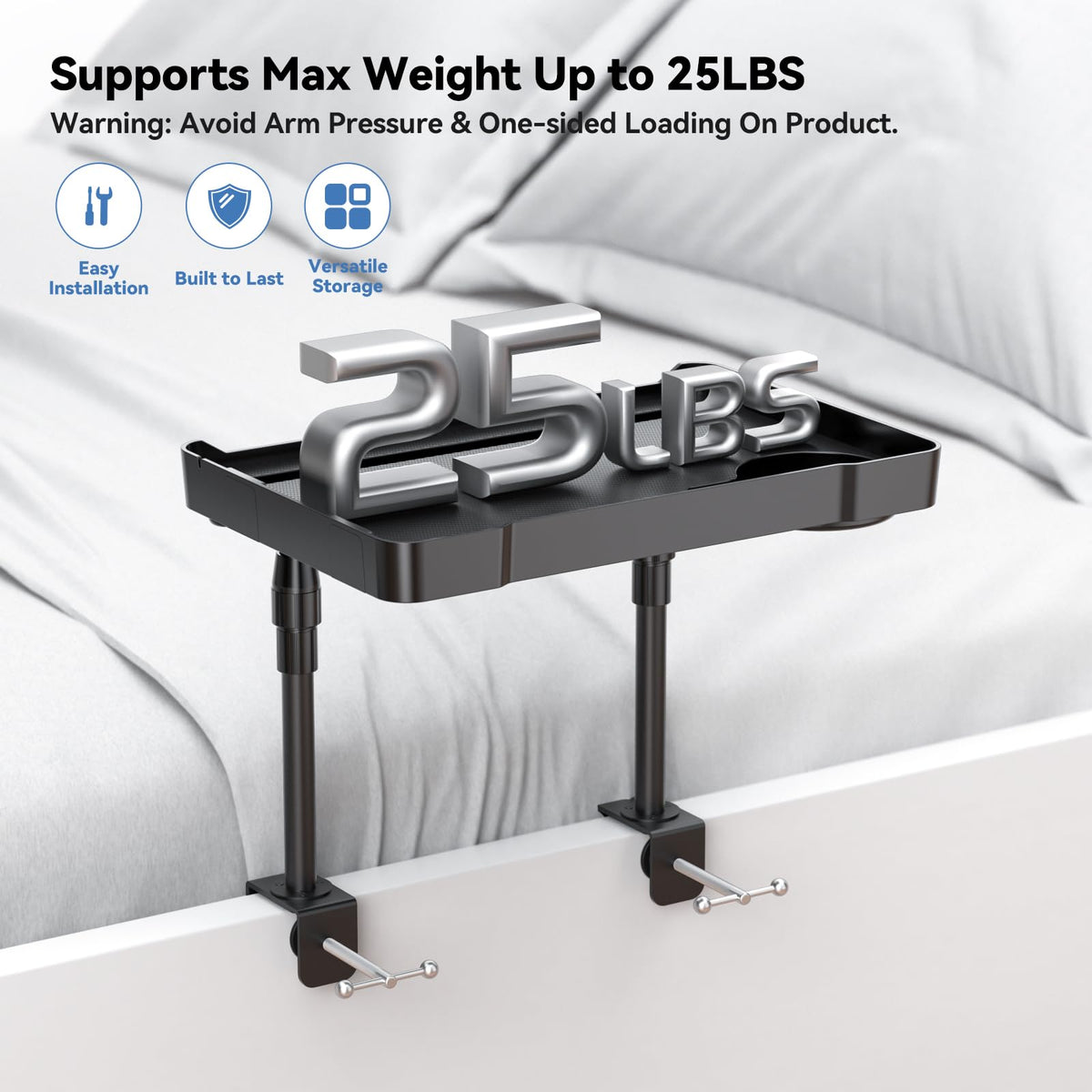 CLESOO bunk bed tray clip-on keeps essentials organized beside the bed.