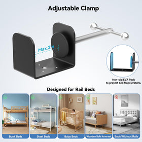 CLESOO durable nightstand tray and metal holder for stability.