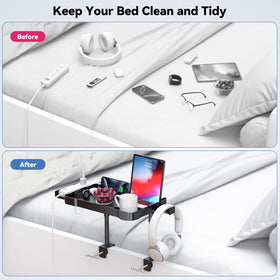 CLESOO easy-assembly bedside tray makes setup quick.