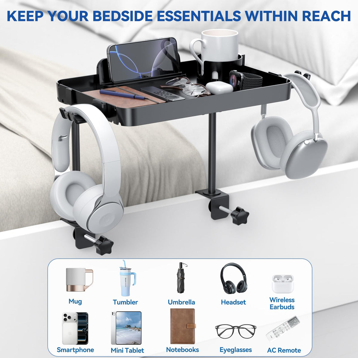 CLESOO four cable holes manage charging wires for tidy setup.