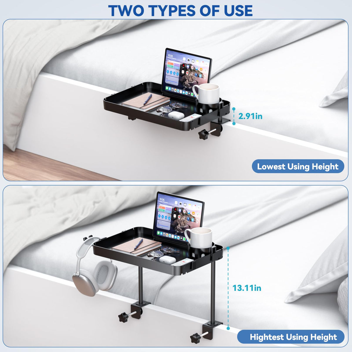 CLESOO height-adjustable pole reaches up to 13.11 inches.