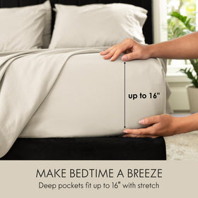 ClevaHome deep-pocket fitted sheet fits mattresses up to 14 inches securely.