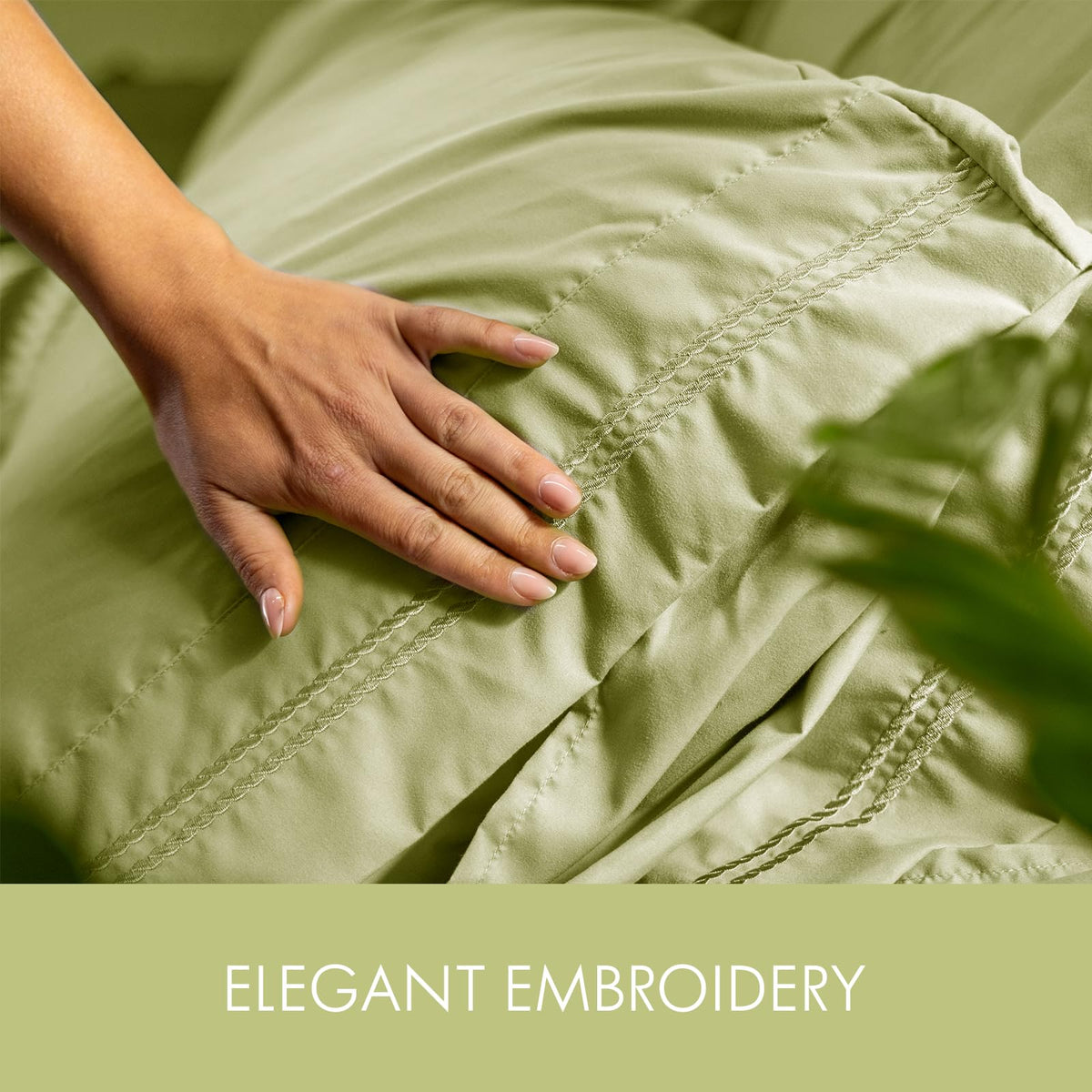 ClevaHome embroidered pillowcase detail adds luxury and style to your bedding.