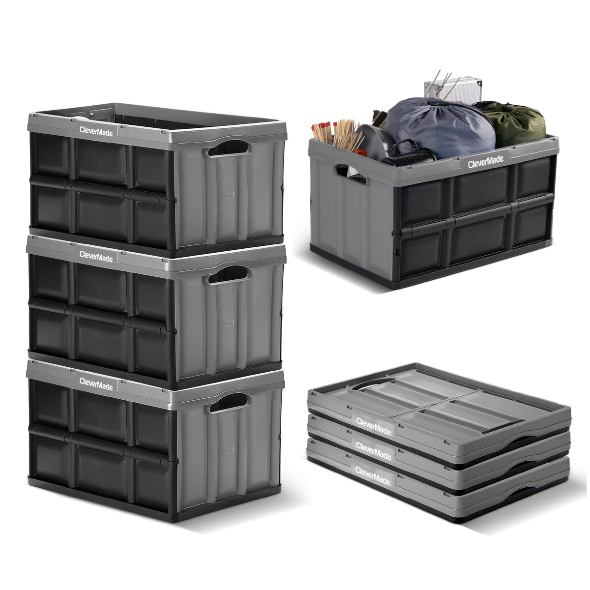 CleverMade 62L bin designed for bulk grocery haul and upright loading.