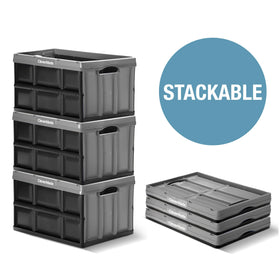 CleverMade 62L bin in a garage for organized storage.