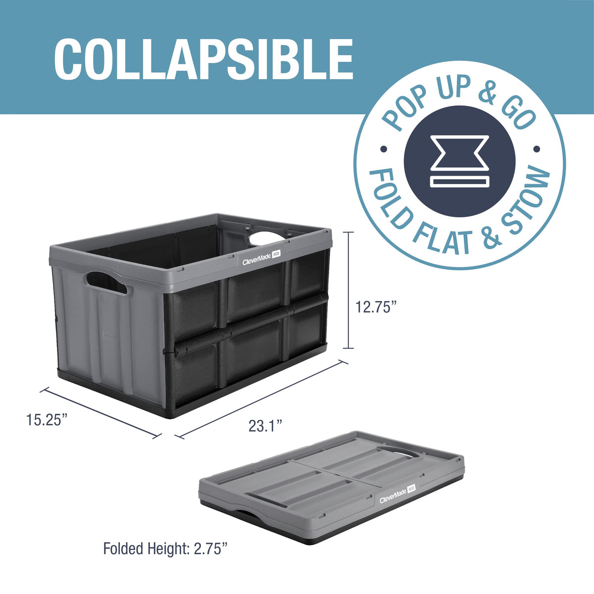 CleverMade 62L bin showing heavy-duty 100 lb capacity.