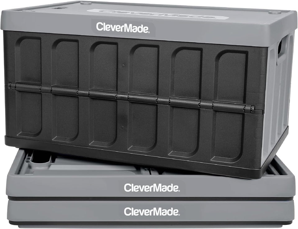CleverMade 62L collapsible bin with lid open for easy loading