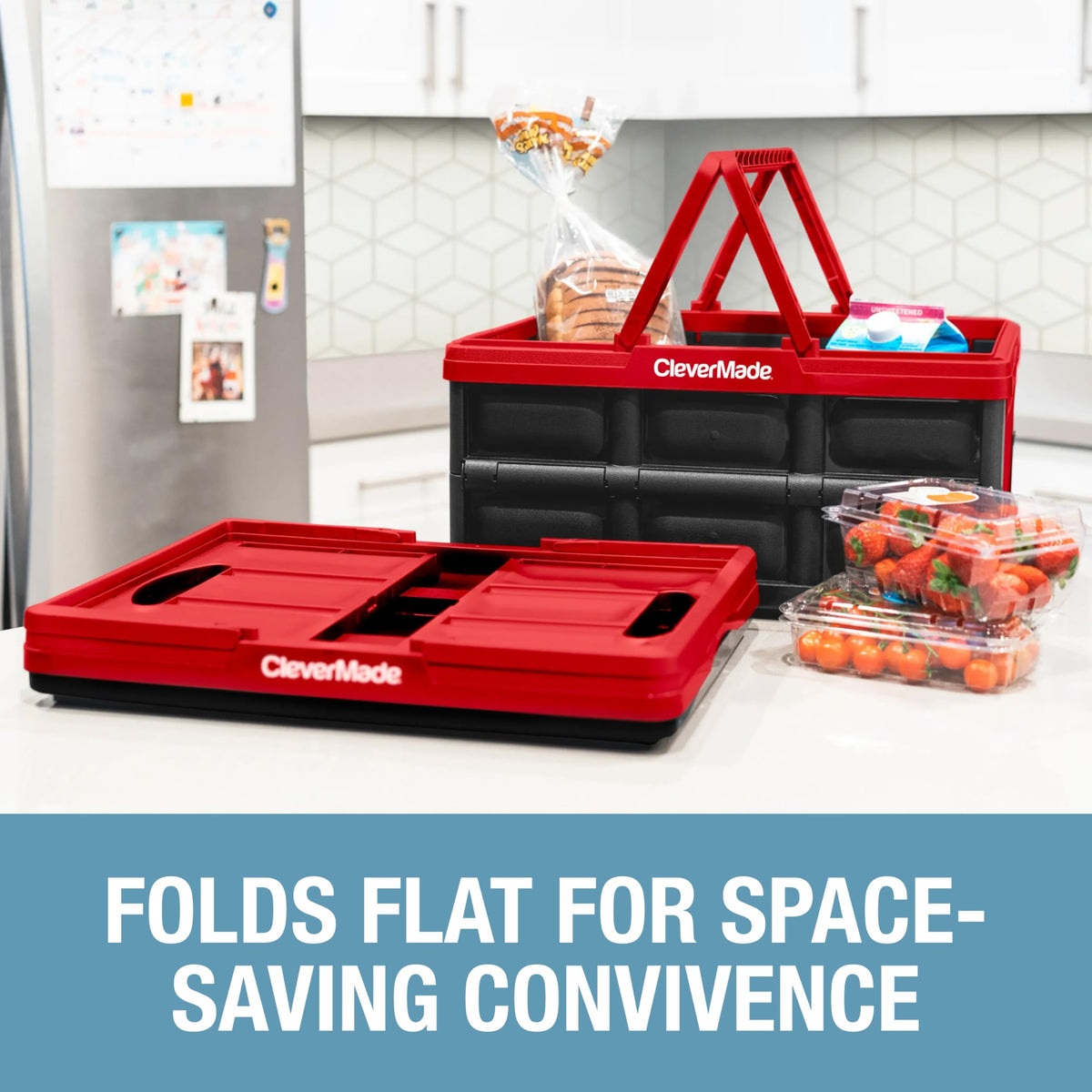 CleverMade 32L basket with top handles for balanced lifting.