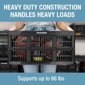 CleverMade 45L crate with 66 lb capacity for heavy groceries and gear