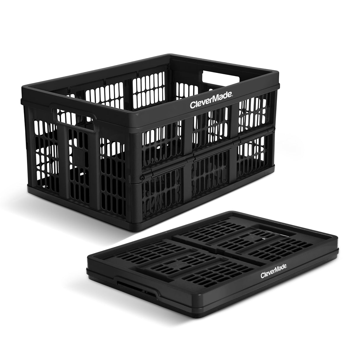 CleverMade collapsible crate open showing easy access for groceries and tools