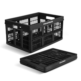 CleverMade collapsible crate open showing easy access for groceries and tools