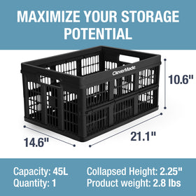 CleverMade crate stacked neatly for organized storage in garage or closet