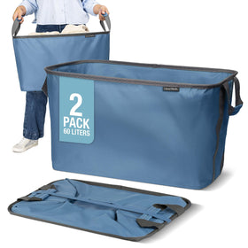 CleverMade collapsible laundry basket 2-pack opened to full 16-gallon capacity for dorm rooms