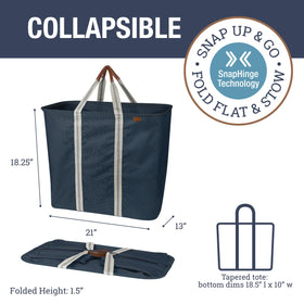 CleverMade 64L capacity collapsible caddy, ready to hold two loads of laundry.