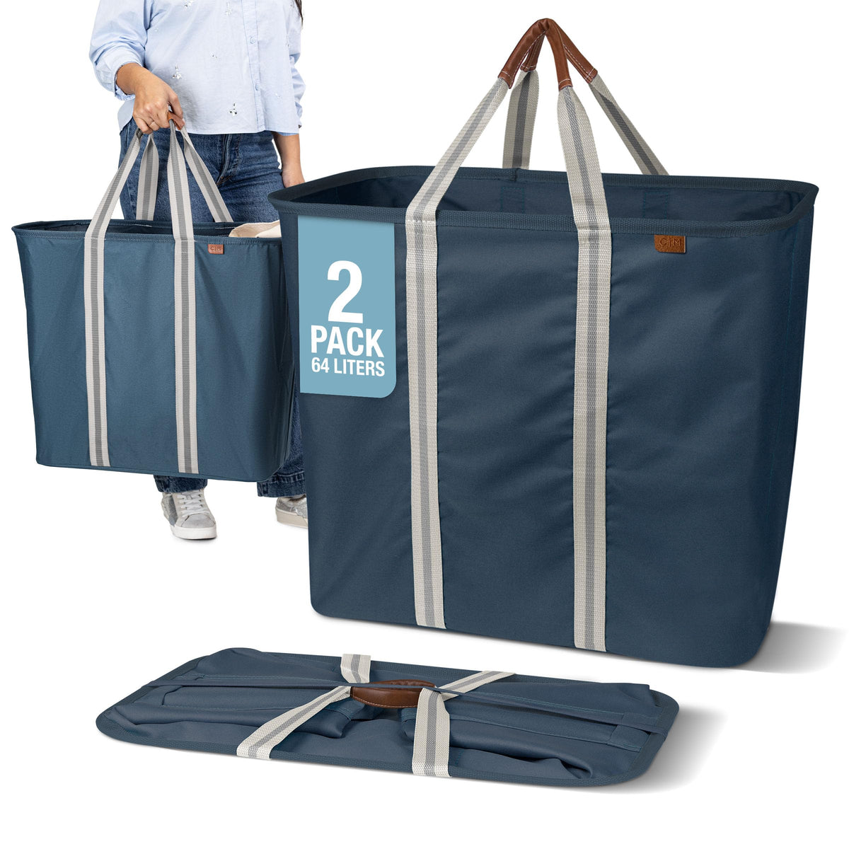 CleverMade collapsible laundry caddy with foldable frame for space-saving closet organization.