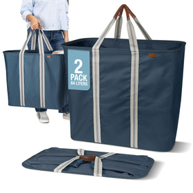 CleverMade collapsible laundry caddy with foldable frame for space-saving closet organization.