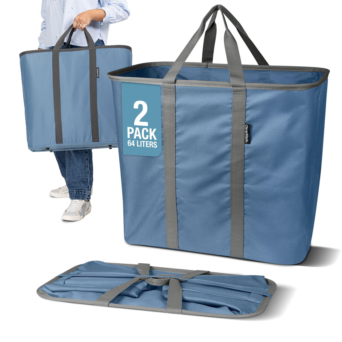 CleverMade Collapsible Laundry Caddy in open state for quick, organized sorting.