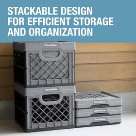 CleverMade collapsible milk crate ventilated design keeps contents visible and breathable