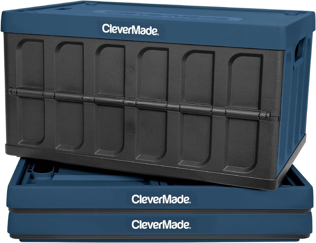 CleverMade collapsible storage bin with lid on for groceries and bulk storage
