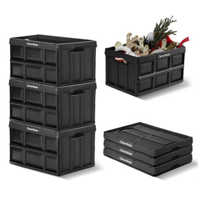 CleverMade collapsible storage bins 46L full capacity used as a car trunk organizer for space efficiency