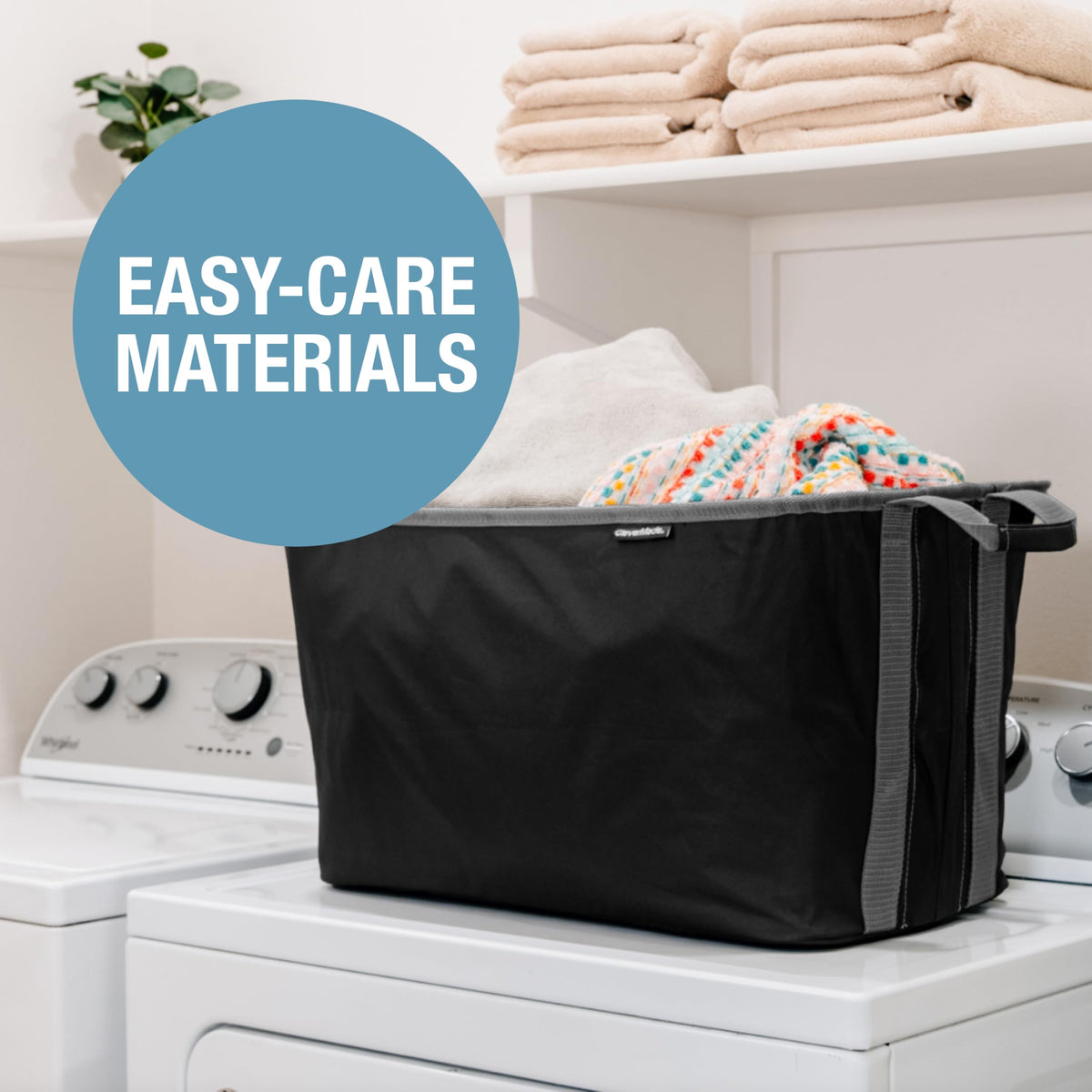 CleverMade Dorm-friendly Laundry Bin ideal for dorms or apartments.