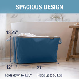 CleverMade folded basket demonstrates flat storage in tight spaces