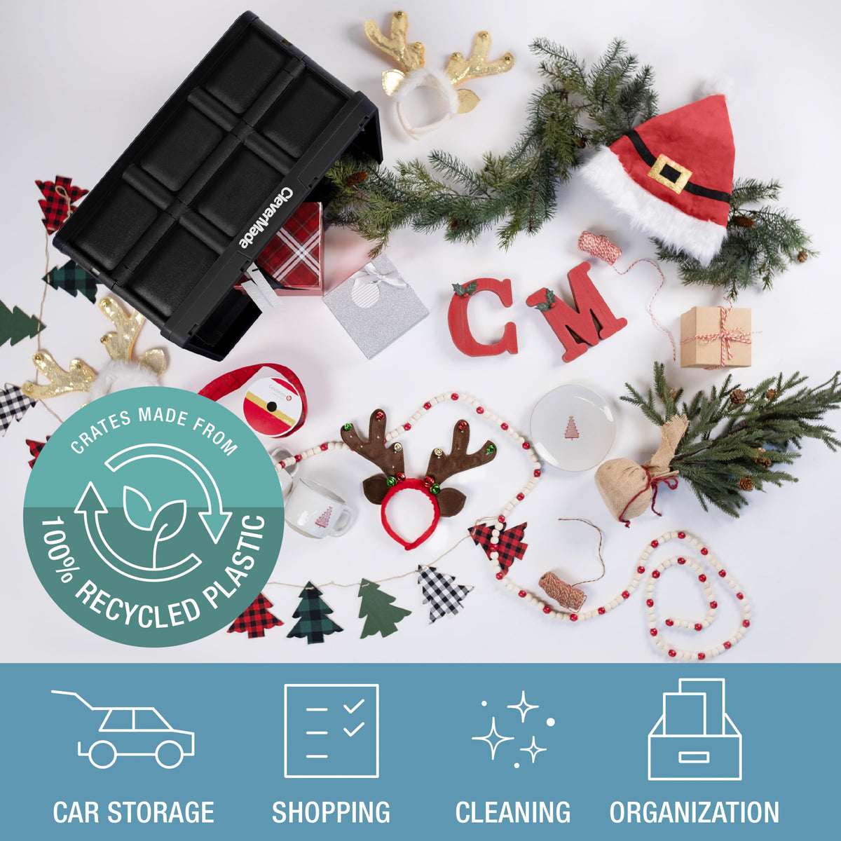 CleverMade garage storage bin maintains load stability with interlocking base